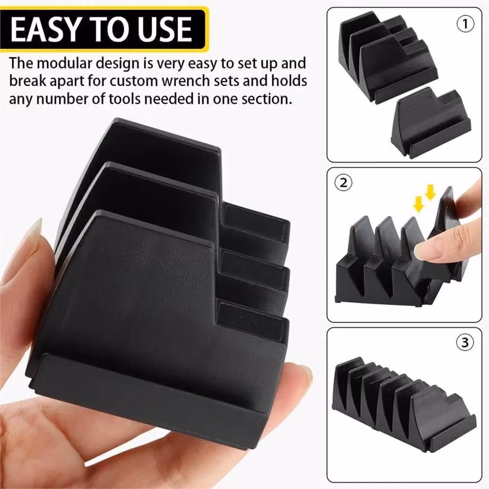 Nordara 80-Piece Magnetic Wrench Organizer and Portable Tool Storage Shelf in Black – 4