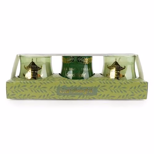 Candlelight The Silk Road Collection Bukhara Set of 3 Green Votive Candles