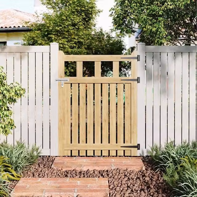 Komore Brown Wooden Garden Fence Gate with Square Gap Design, W: 90 cm, H: 120 cm