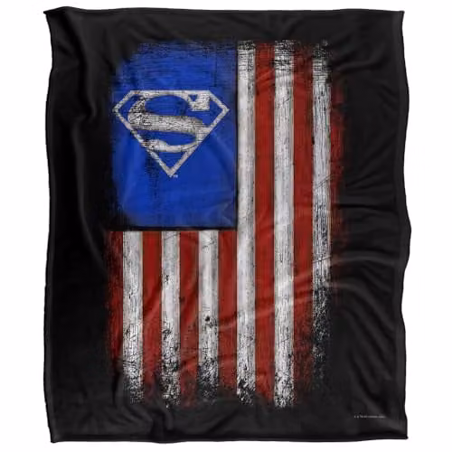 Superman Old Glory Shield Silky Touch Super Soft Fleece Throw Blanket, White, W/D/H: 152 x 127 cm – 1