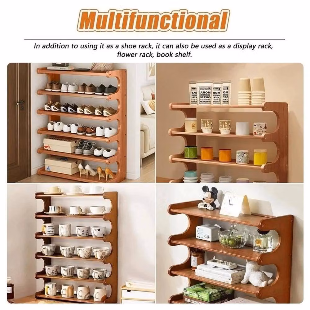 FLAVORA 6-Tier Bamboo Shoe Rack in Natural Wood – 4