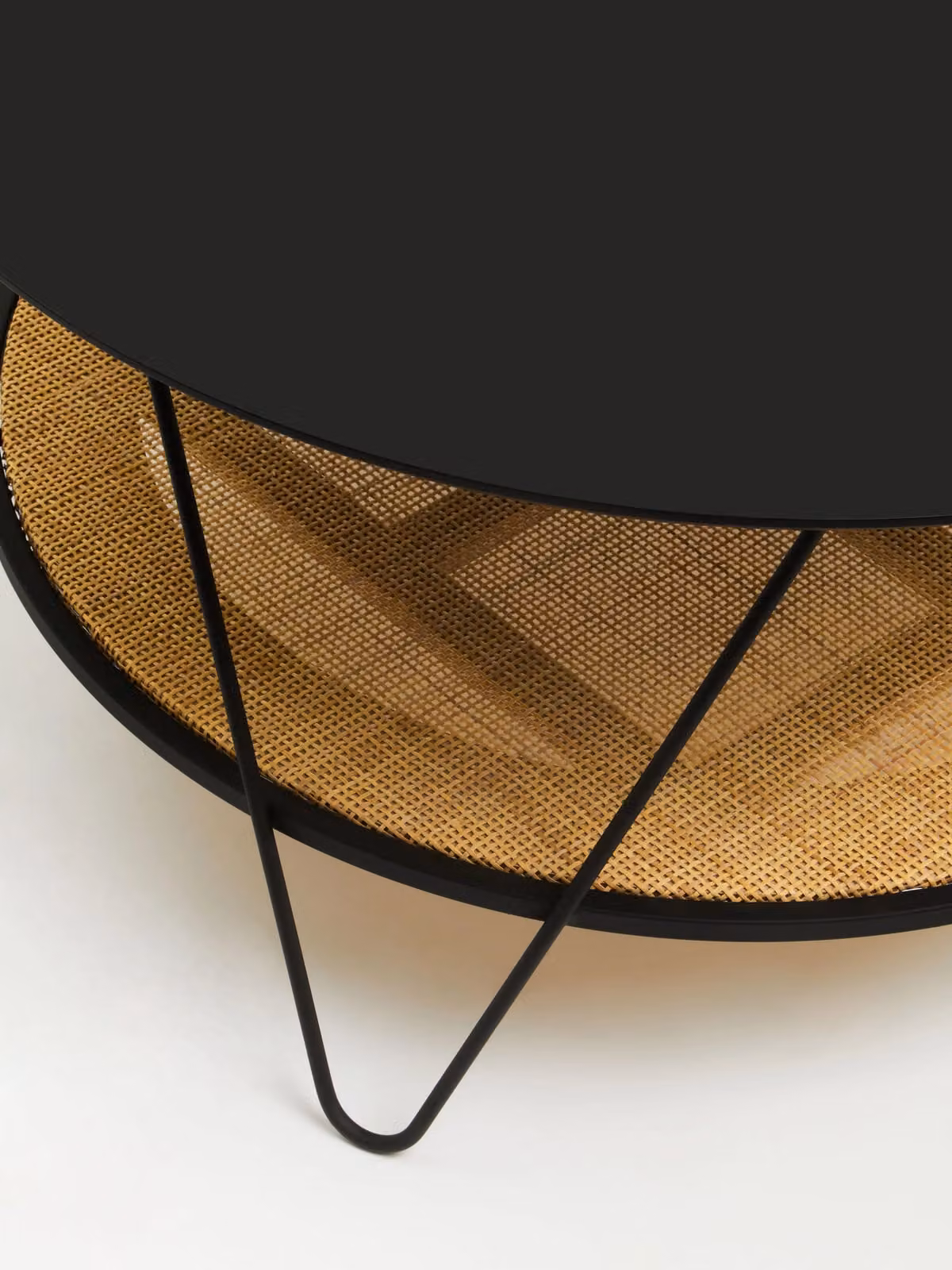 Orsina Round Industrial Coffee Table with Metal Top and Hairpin Legs in Black – 4