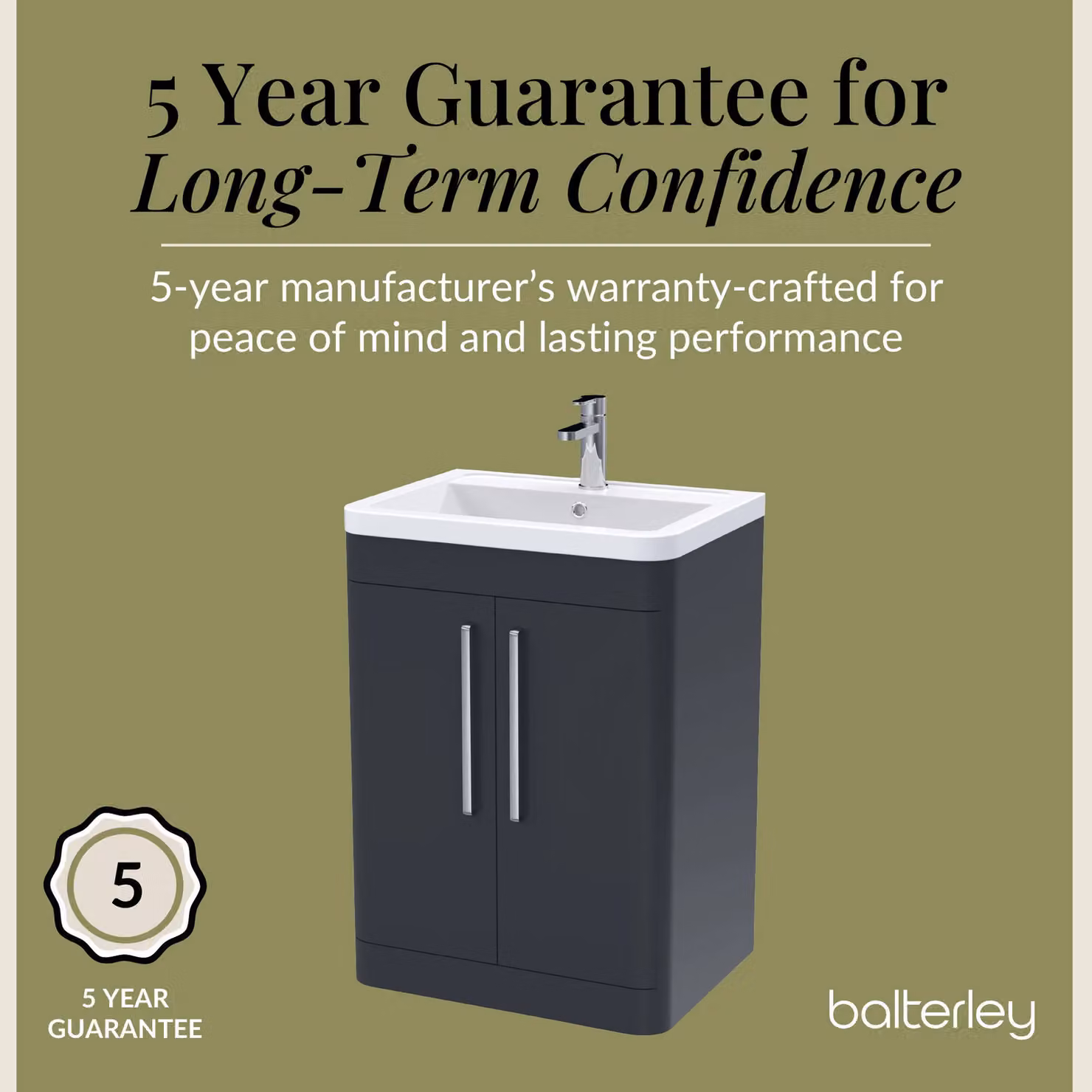Balterley Contemporary 2 Door Floor Standing Bathroom Vanity Unit in Grey – 3