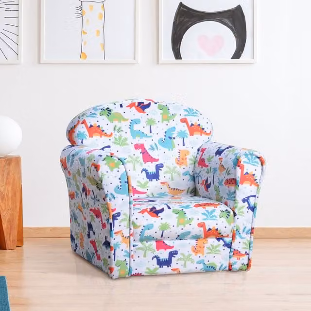 HOMCOM Childrens Armchair Kids Sofa with Armrests, White and Multicolour