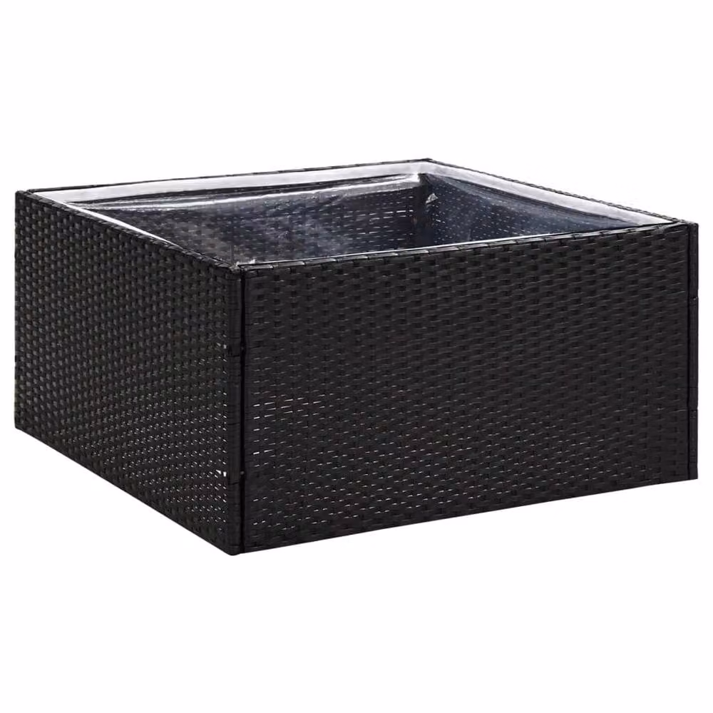 Berkfield Home Beautiful Garden Planter in Black Poly Rattan, W/D/H: 80 x 80 x 40 cm – 3