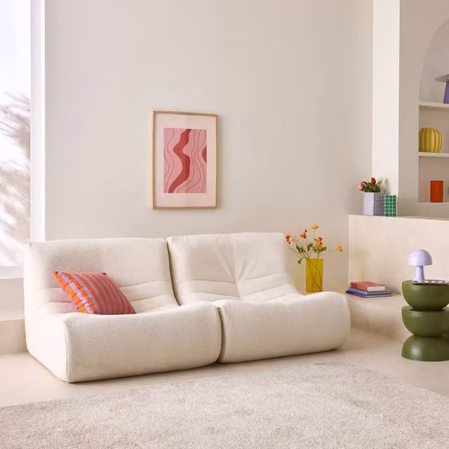 sweeek Pair of 1-seater Armchairs in White Bouclé Fabric