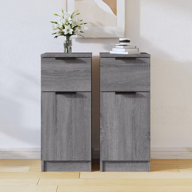 Berkfield Home Set of 2 Grey Sonoma Sideboards in Engineered Wood, W/D/H: 30 x 30 x 70 cm – 1