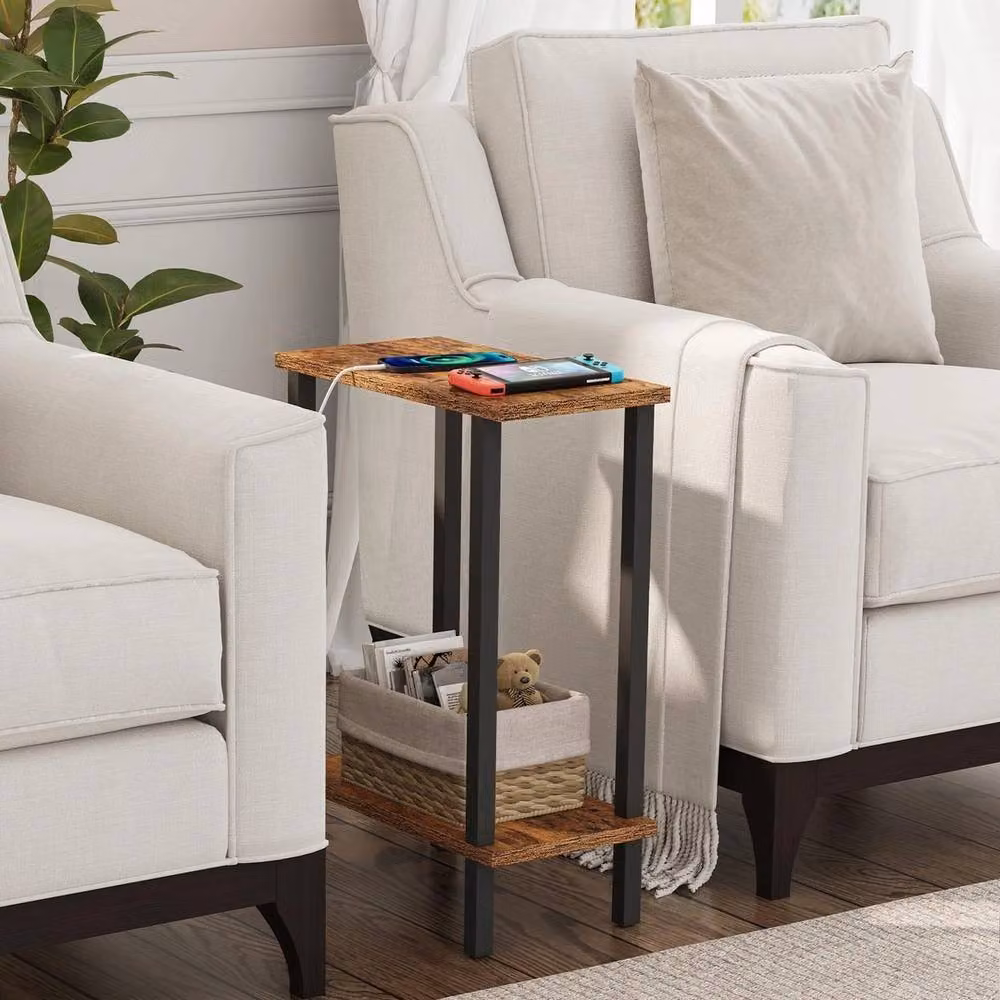 FORGEVIO Small Brown Industrial Side Table, W/D/H: 20 x 40 x 55 cm – 3