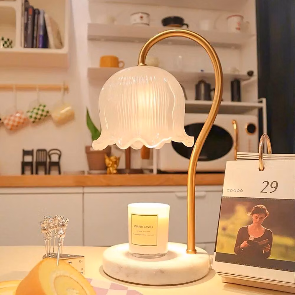 Kelvenix Elegant Flower Shaped Table Lamp in White and Gold/Brass – 4