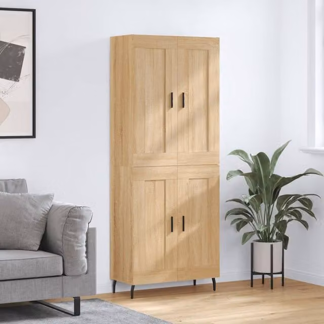 Berkfield Home Sonoma Oak Highboard in Brown, W/D/H: 69.5 x 34 x 180 cm – 1