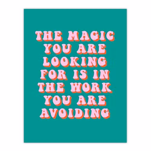 Artery8 Magic Work Avoiding Pink and Green Quote Wall Art Poster Print on Thick Paper, W/H: 46 x 61 cm – 1