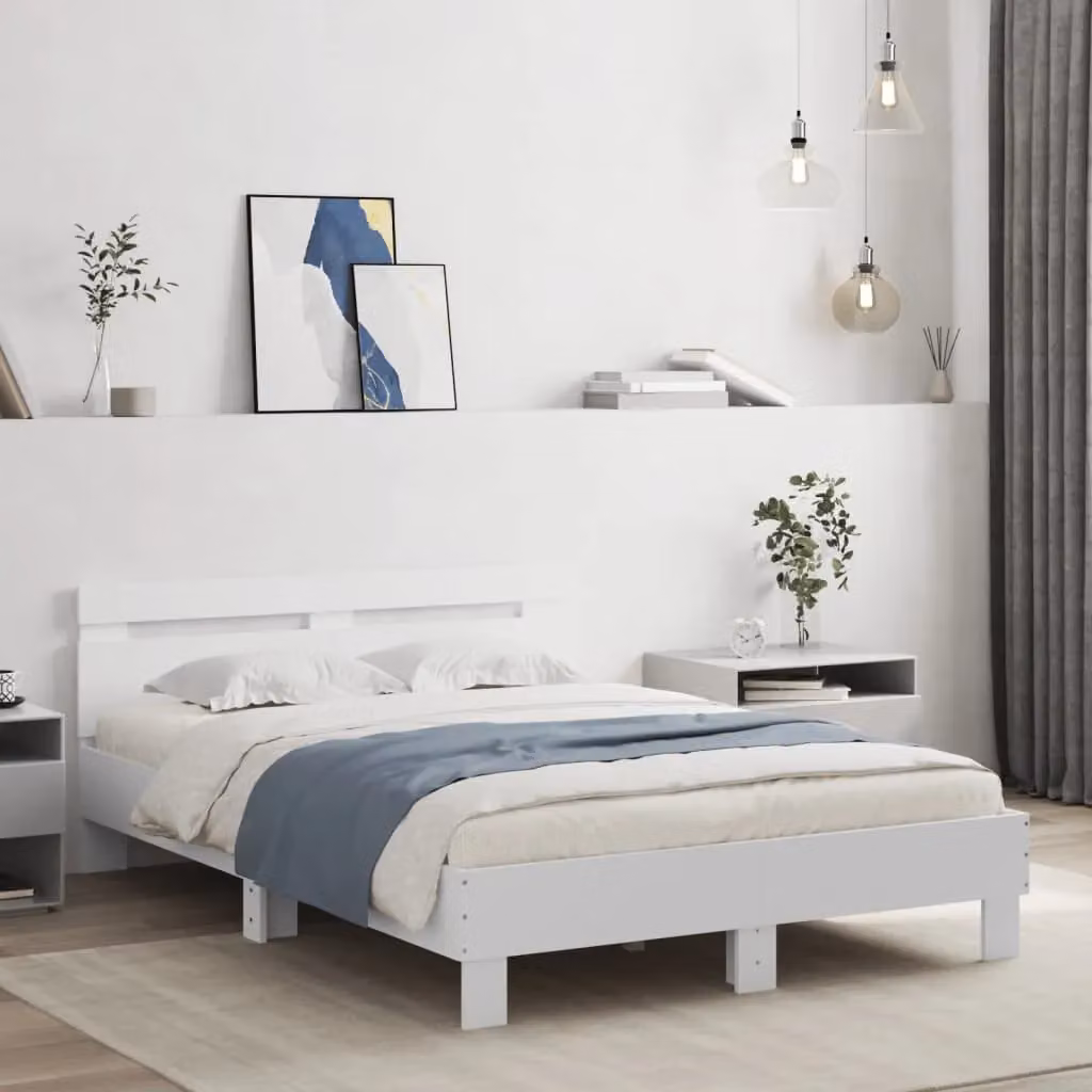 Berkfield Home White Engineered Wood Double Bed Frame W/D/H: 135 x 190 cm – 2