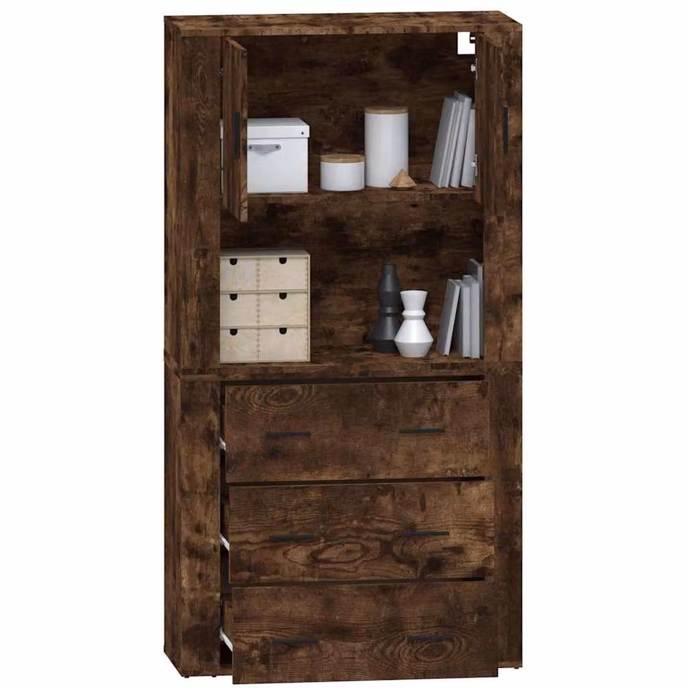 Berkfield Home Smoked Oak Highboard in Brown Engineered Wood – 2