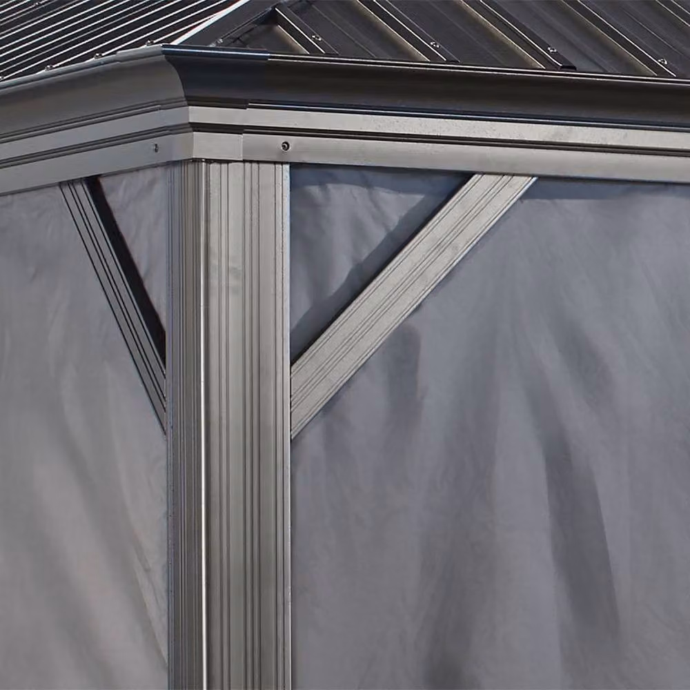 Rowlinsons Grey Polyester Curtains for Sojag Messina Gazebo, W: 300 cm, D: 490 cm, H: 199.34 cm – 3