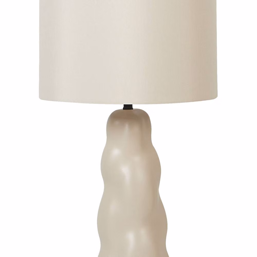 Wyld and Coco Beige Ceramic Table Lamp with Cone Fabric Shade W/D/H: 30 x 30 x 51 cm – 2