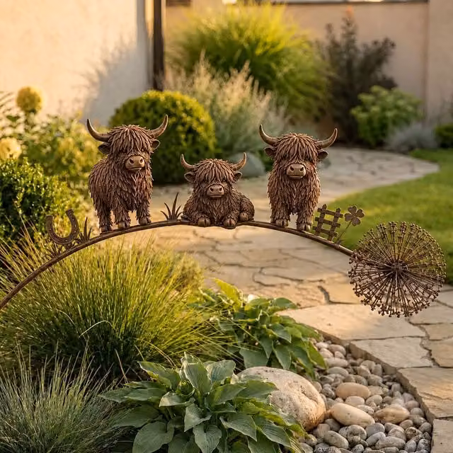 Quipulse Metal Floral Animal Ornaments in Brown
