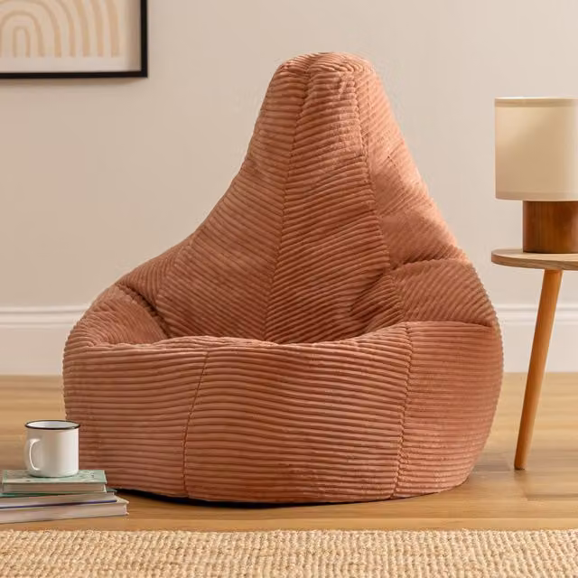 icon Dalton Corduroy Bean Bag in Pink with EPS Polystyrene Filling – 1