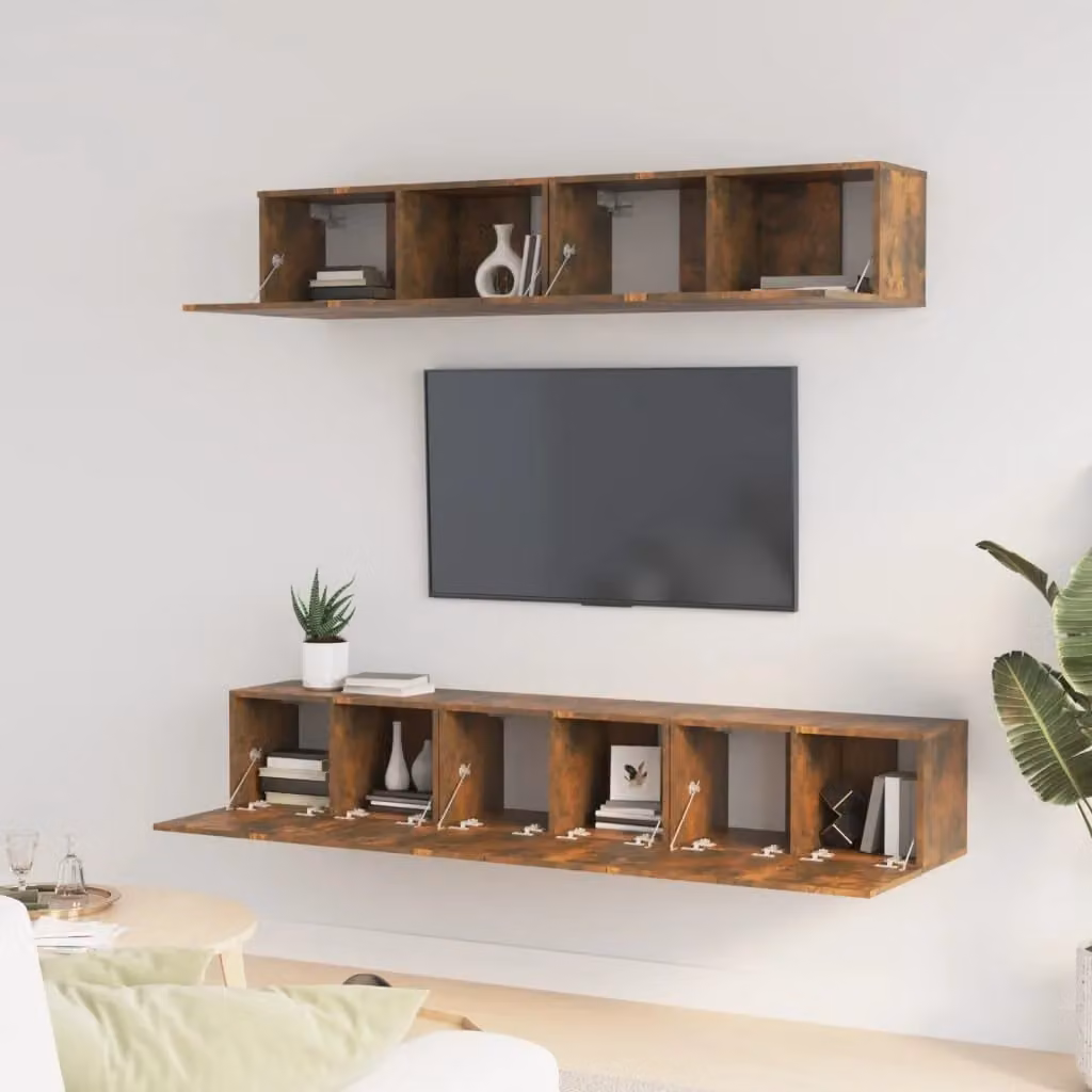 Berkfield Home 5 Piece Classic TV Cabinet Set in Brown Smoked Oak Engineered Wood – 2