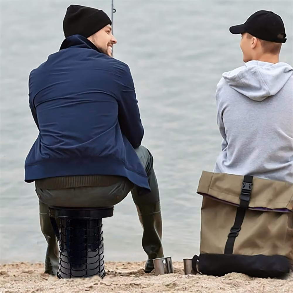 VOGREX Black Portable Folding Camping Stool, Collapsible Telescoping Outdoor Stool – 3