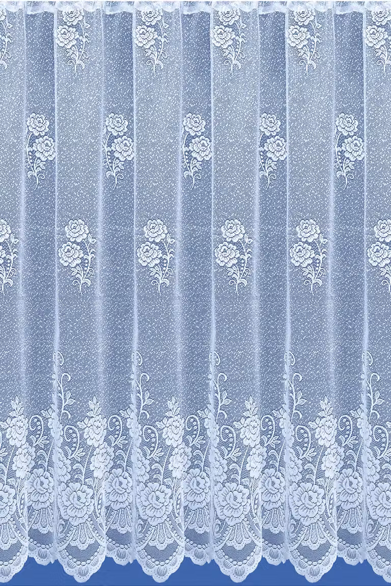 Tyrone Textiles Classic Floral White Sheer Net Curtain Fabric Panel, Width: 200 cm, Drop: 137 cm
