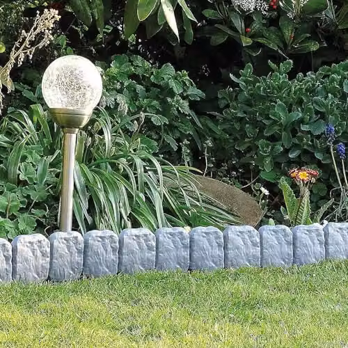Gainsborough Grey Stone Effect Interlocking Garden Lawn Edging, 10 Pack, 2.4m Total Length – 4