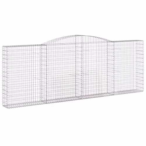 vidaXL Arched Gabion Basket in Silver Galvanised Steel, W: 400 cm, D: 30 cm, H: 140-160 cm
