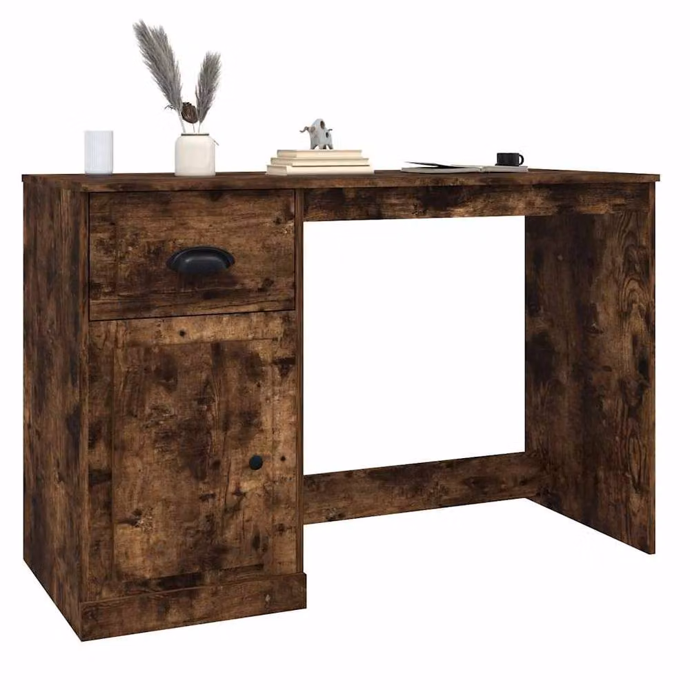 Berkfield Home Modern Computer Desk in Smoked Oak Brown, W/D/H: 115 x 50 x 75 cm – 3