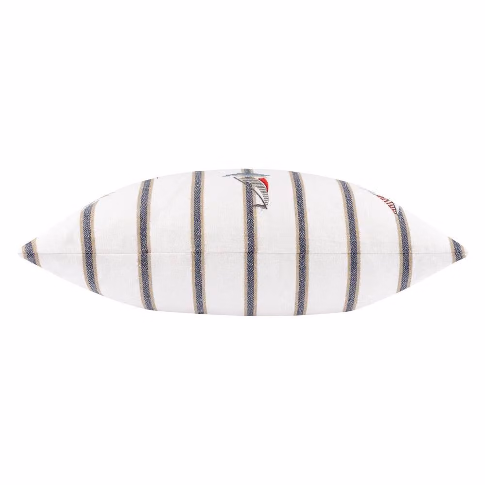 Wylder Abersoch Regatta Nautical Striped Cotton Cushion in Beige and Multicolour, W/D/H: 45 x 45 x 45 cm – 2