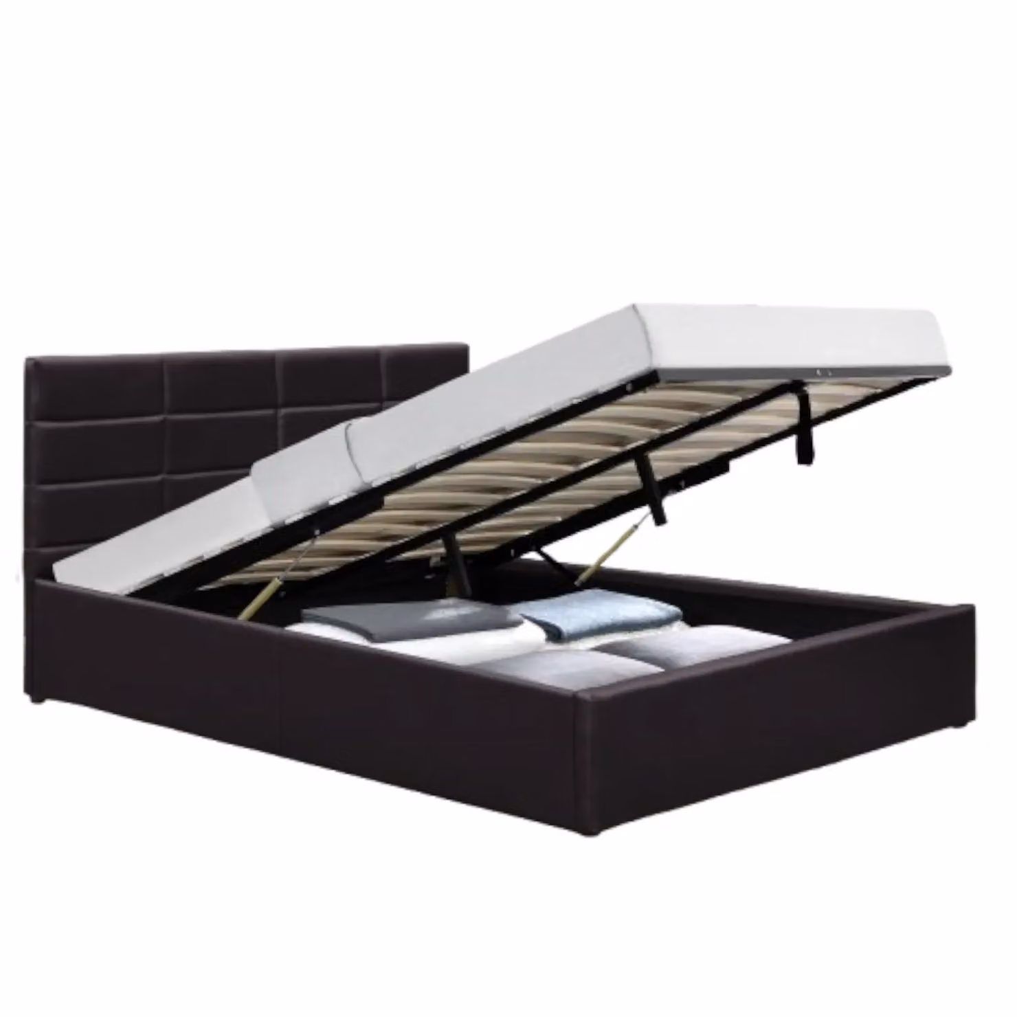 Comfy Living Ltd Single PU Faux Leather Gas Lift Ottoman Bedframe in Brown, W: 90 cm, D: 200 cm, H: 96 cm – 2