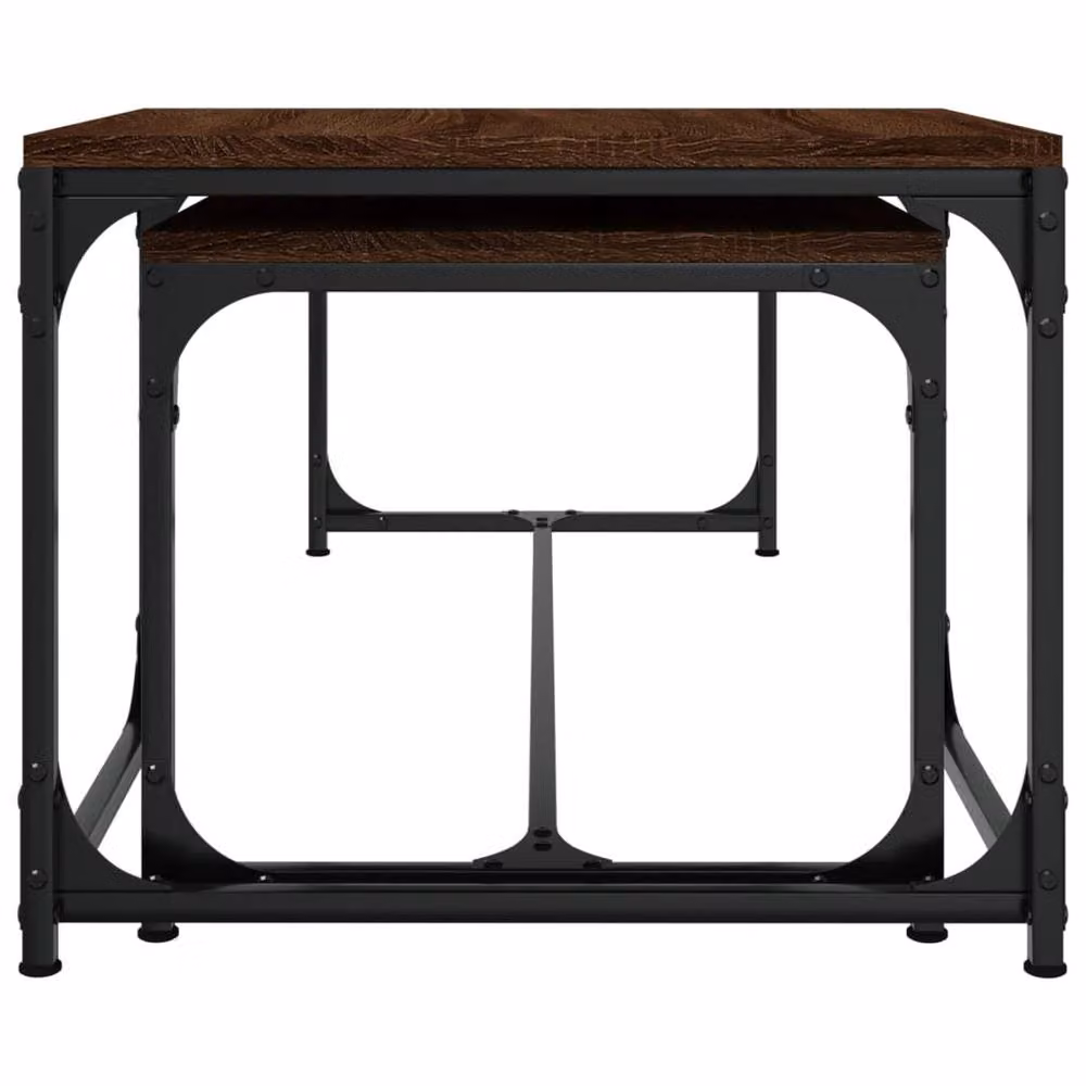 Berkfield Home Set of 2 Nested Coffee Tables in Brown Oak – 4