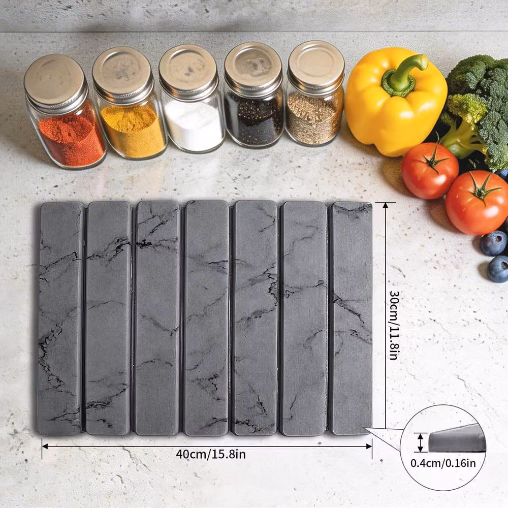 Resmo Super Absorbent Quick-Dry Non-Slip Diatomaceous Earth Drying Mat, White/Grey, W: 40 cm, D: 30 cm – 2