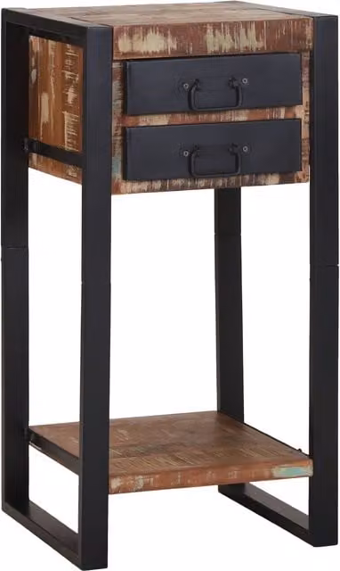 Berkfield Home Telephone Stand in Brown Reclaimed Solid Wood, W/D/H: 40 x 40 x 80 cm – 1