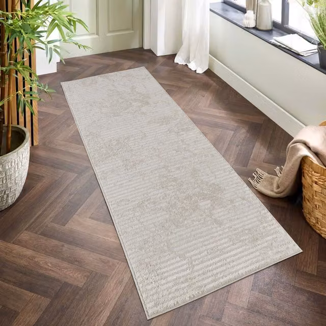 Desire Rugs Perla Modern Abstract Linear Living Room Area Rug in Molten-Beige and Grey, 220 cm