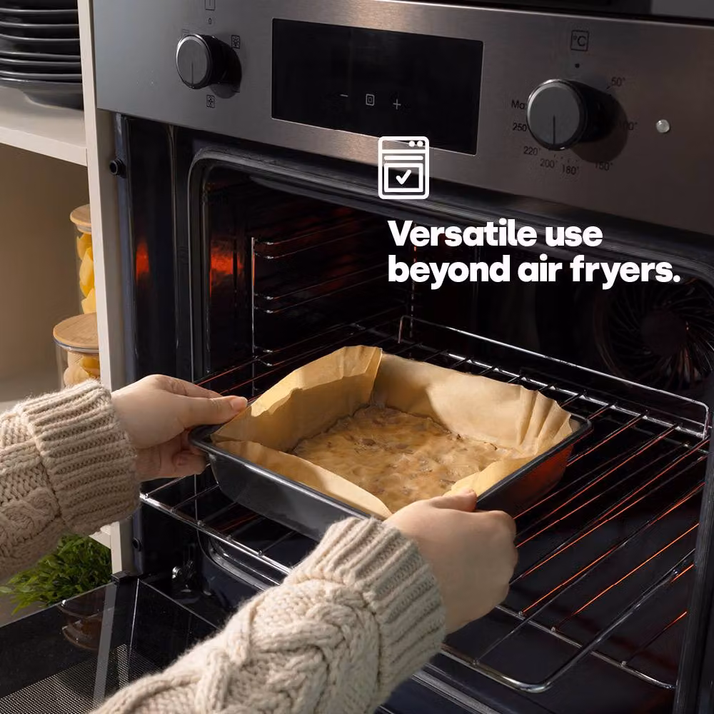 Livivo Disposable Square Air Fryer Liners, Non-Stick and Greaseproof, Beige, 100 Pieces – 8