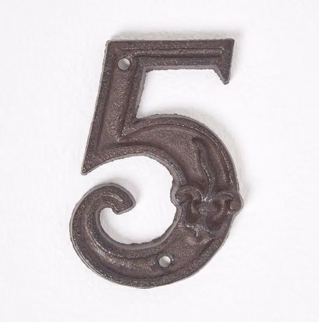 Homescapes Rustic Brown Cast Iron Wall Door Number