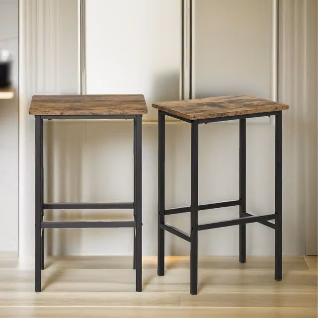 Furnold Set of 2 Industrial Counter Height Barstools in Brown