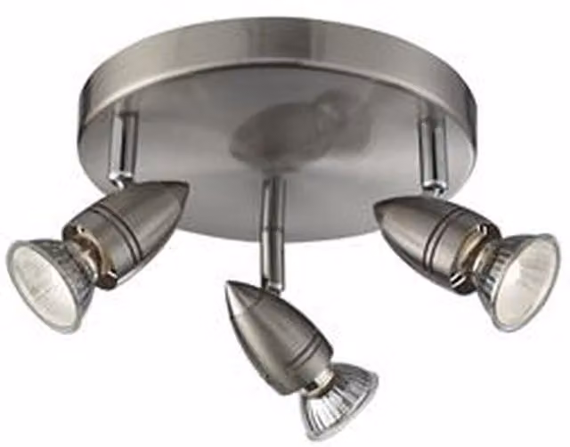 CGC Lighting RON 3 Head GU10 Satin Stainless Steel Ceiling Flush Spotlight in Silver