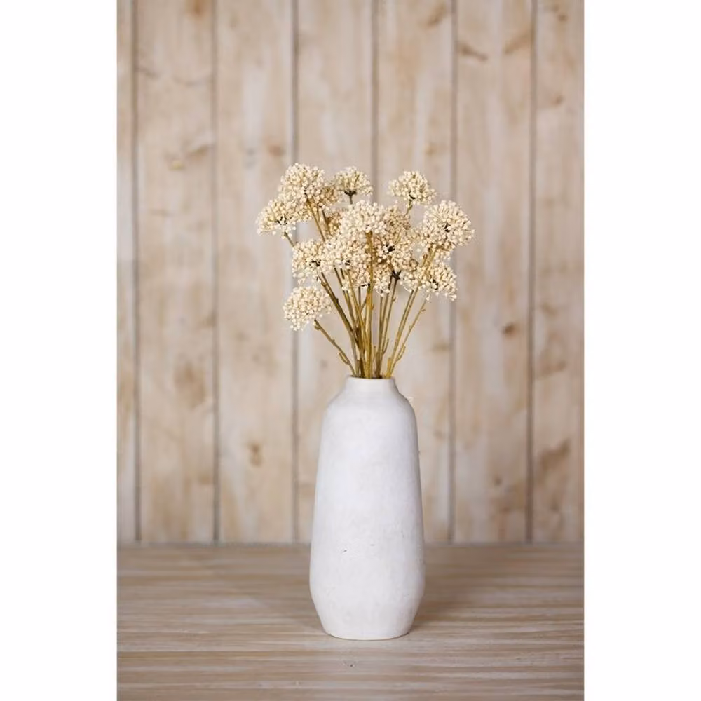 Lemon Pavilion Furniture and Decor Allium Spray Single Stem Flower in White and Beige, Height: 60 cm – 2