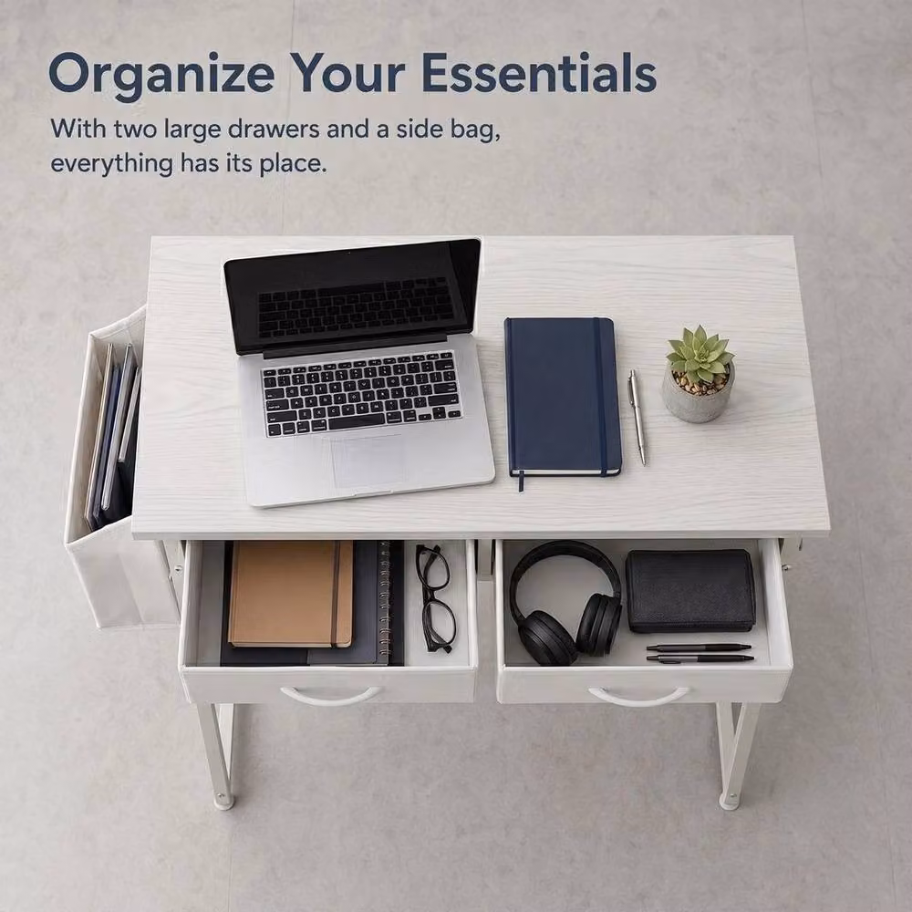 EONLION White Modern Gaming Desk with Drawer Unit – 3