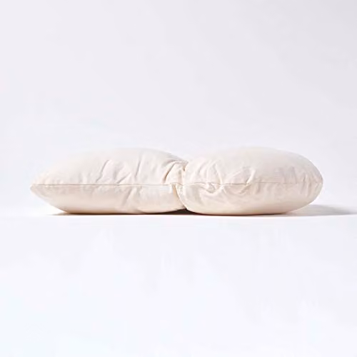 Homescapes Cream Cotton Back Support Lumbar Cushion, Depth: 15 cm – 2