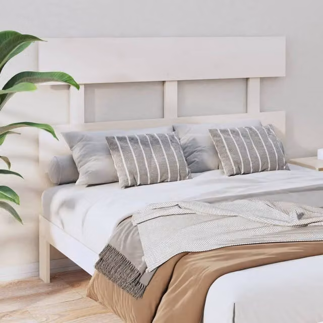 Berkfield Home White Solid Pine Wood Bed Headboard, W/D/H: 124 x 3 x 81 cm – 1