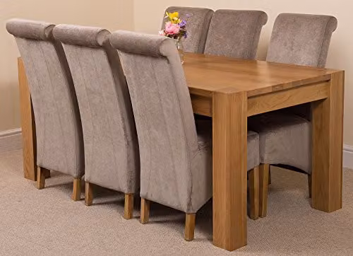 Thats Furniture Kuba Oak Dining Table and 6 Montana Fabric Chairs in Grey W/D/H: 180 x 90 x 78 cm – 2