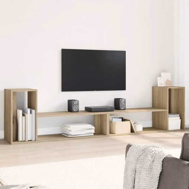 Berkfield Home Set of 2 Sonoma Oak TV Cabinets in Brown, W/D/H: 100 x 30 x 50 cm