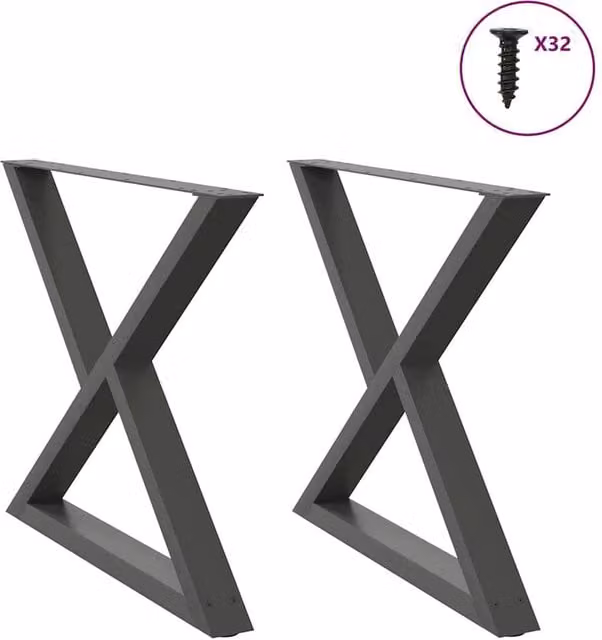 Berkfield Home Dining Table Legs, 2 Pieces, Anthracite Steel, H: 90 cm, W: 72-73.3 cm