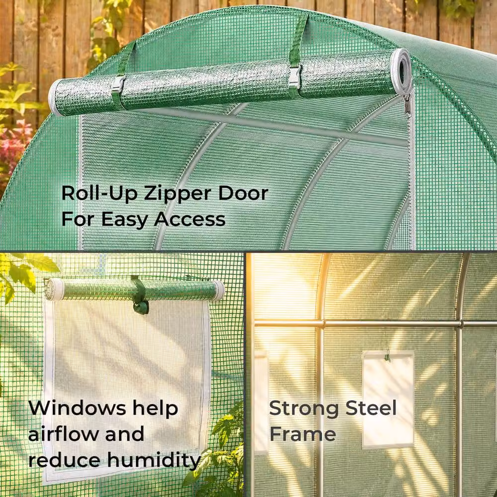 Neo Garden Green Walk-In Polytunnel Greenhouse, W: 300 cm, D: 200 cm, H: 200 cm – 4