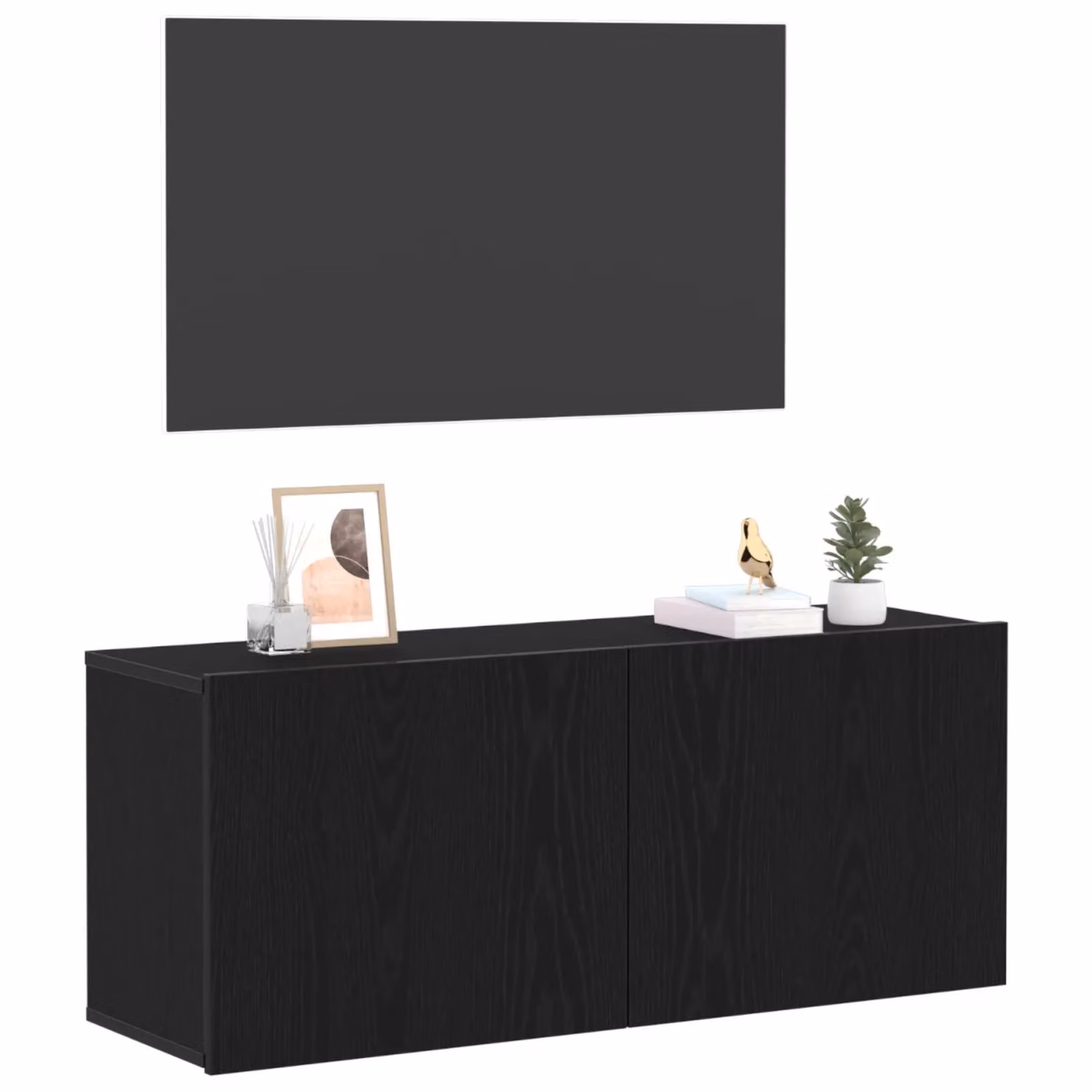 Berkfield Home Black Oak Wall Mounted TV Cabinet W/D/H: 100 x 30 x 41 cm – 3