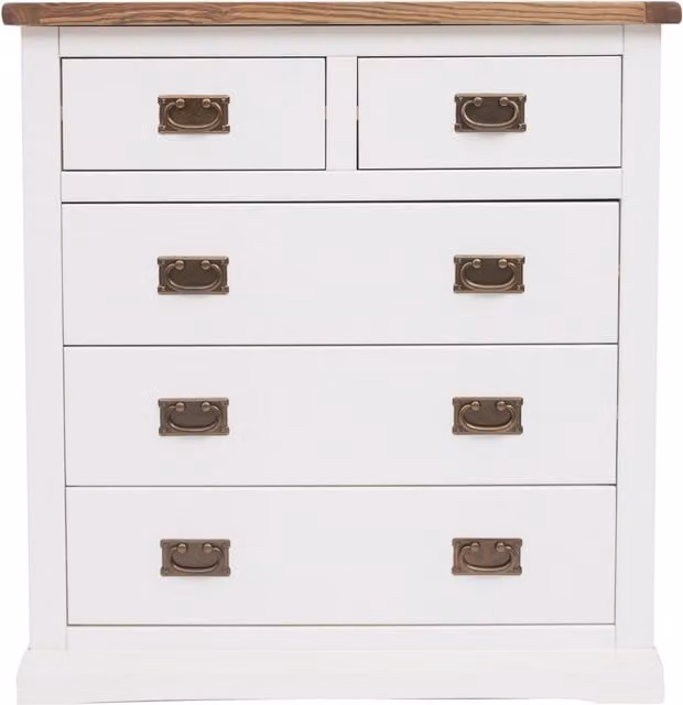 Cabinet Bits Cosenza 5 Drawer Chest of Drawers in White with Gold Handles