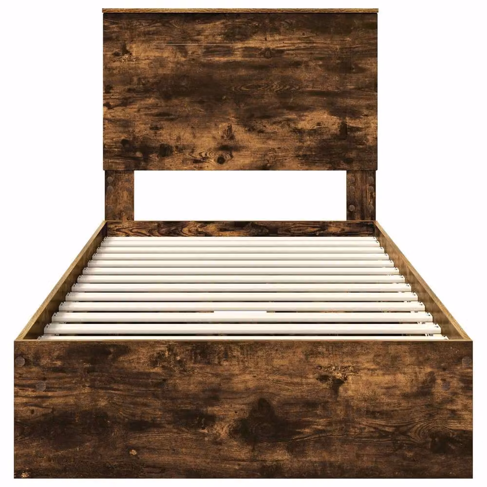 Berkfield Home Smoked Oak Storage Bed with Drawer, Brown, W: 75 cm x L: 190 cm – 4