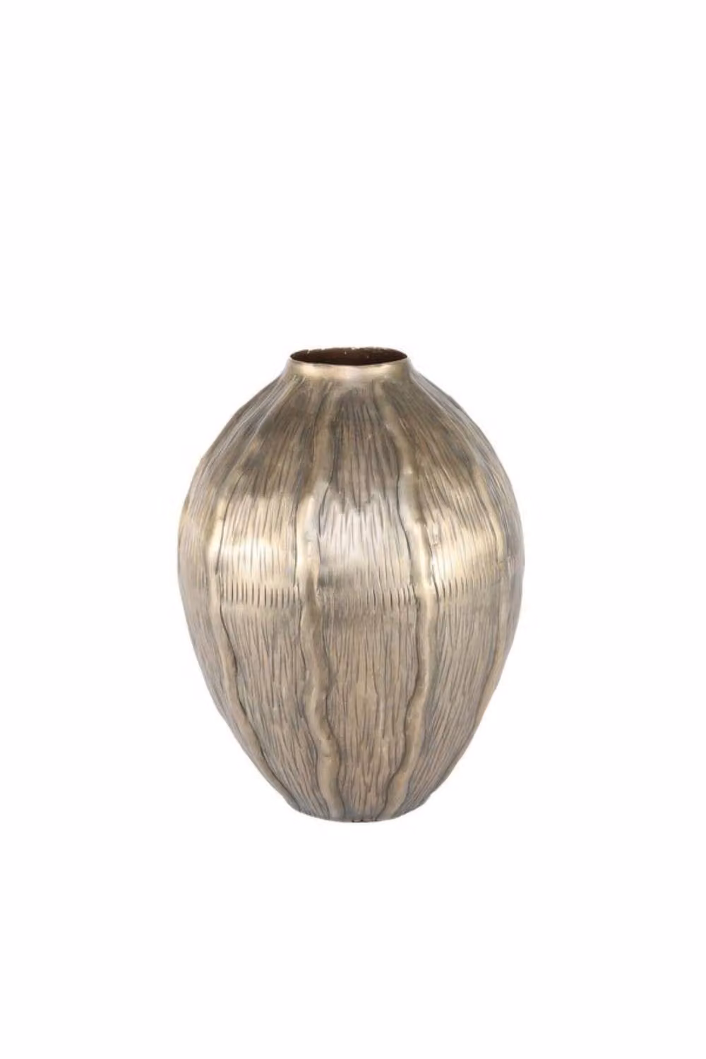 KDMD Eros Seed Metal Vase in Antique Gold, Height: 29.5 cm – 2