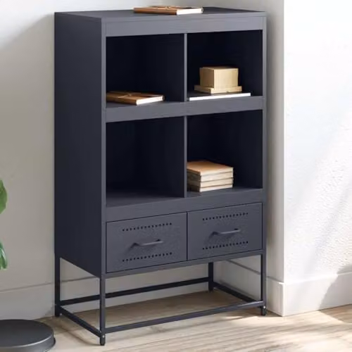 vidaXL Modern Anthracite Steel Highboard with Internal Shelves and Drawers, W/D/H: 68.5 x 39 x 111.5 cm – 2